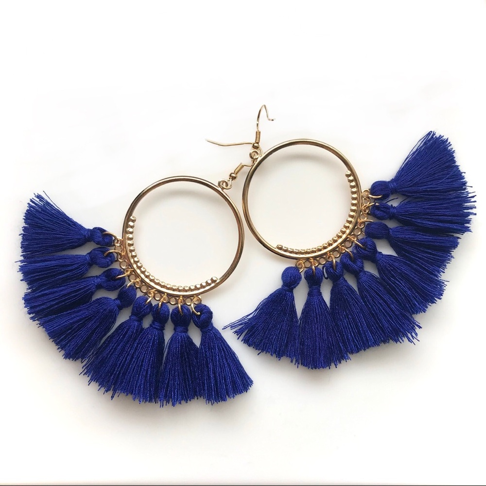 “Arriba!” Boho Festival Tassel Fringe Hoop Fun/Cute Summer Beach Party Earrings - Picture 15 of 16